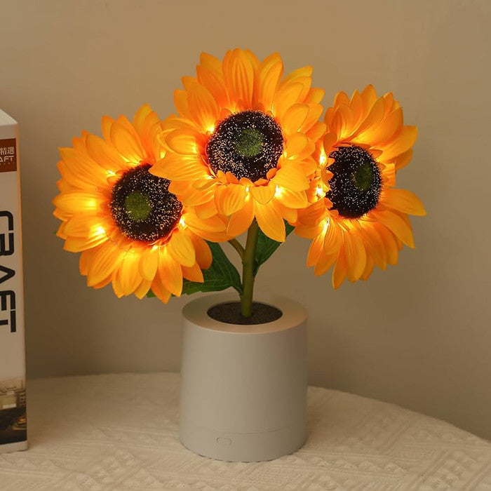 Solblomst LED Bordlampe med Genopladelig USB og Batteri