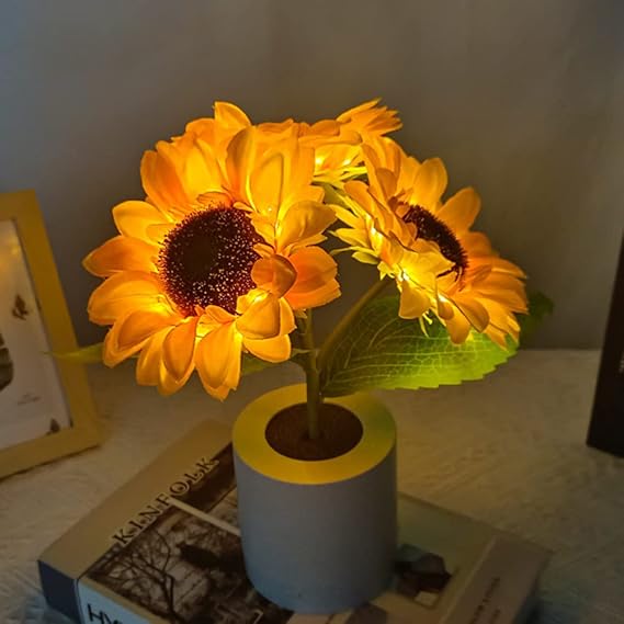 Solblomst LED Bordlampe med Genopladelig USB og Batteri