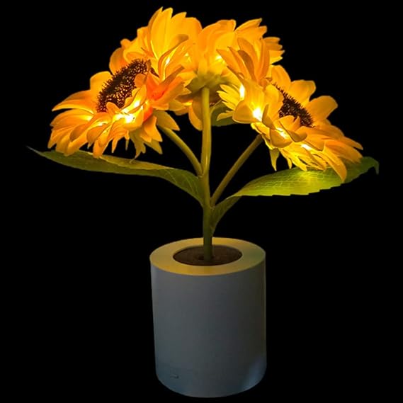 Solblomst LED Bordlampe med Genopladelig USB og Batteri