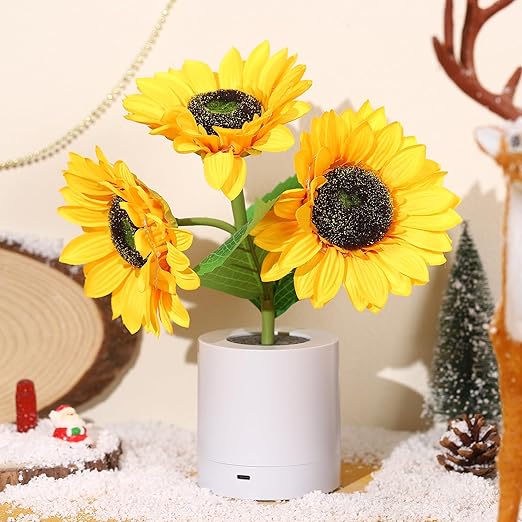 Solblomst LED Bordlampe med Genopladelig USB og Batteri