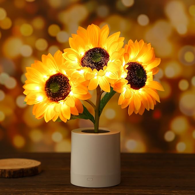 Solblomst LED Bordlampe med Genopladelig USB og Batteri