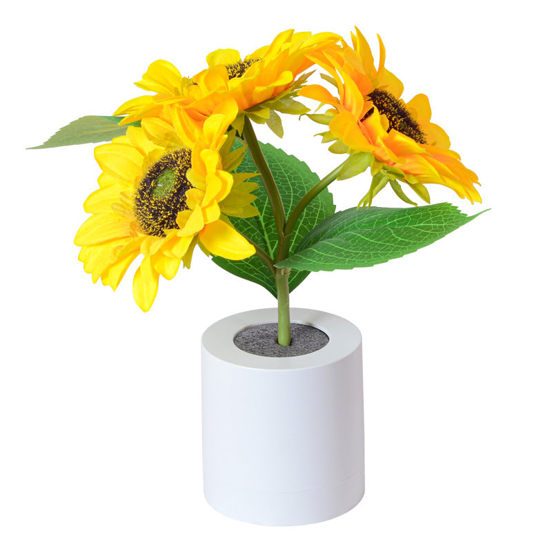 Solblomst LED Bordlampe med Genopladelig USB og Batteri