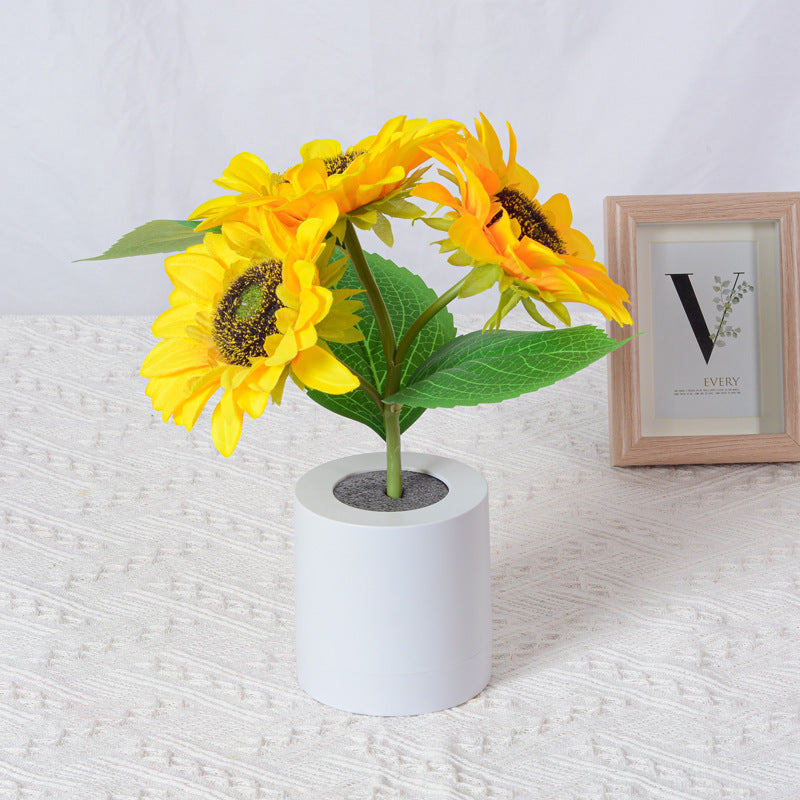 Solblomst LED Bordlampe med Genopladelig USB og Batteri