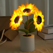 Solblomst LED Bordlampe med Genopladelig USB og Batteri