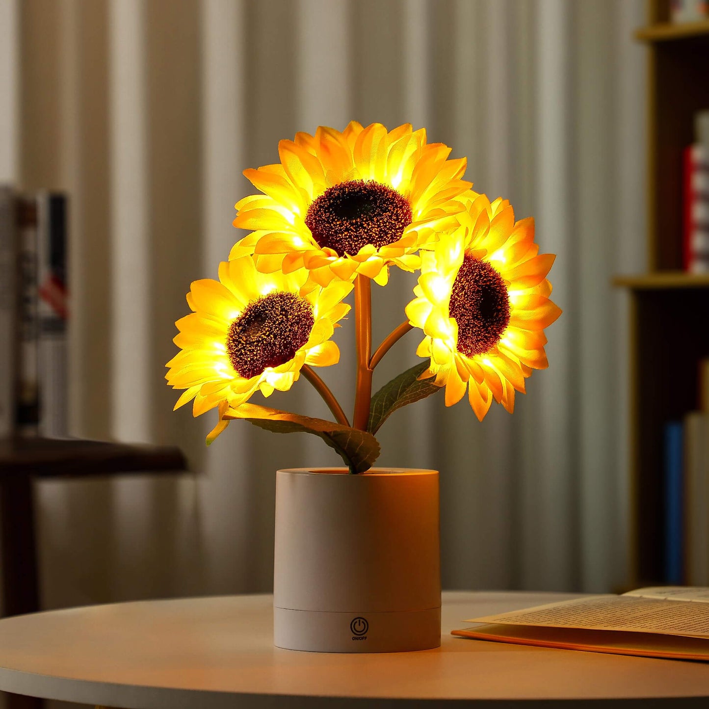 Solblomst LED Bordlampe med Genopladelig USB og Batteri
