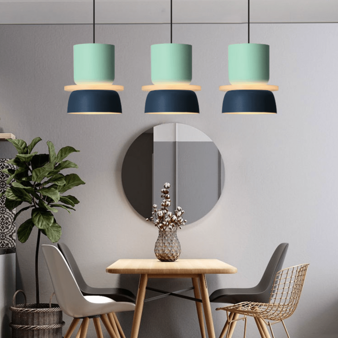 Energibesparende LED-hængelampe med farverige design