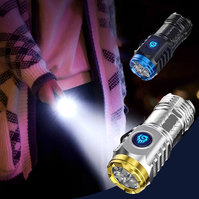 Kompakt LED-Lommelygte med Genopladelig Batteri & Lysstyrke