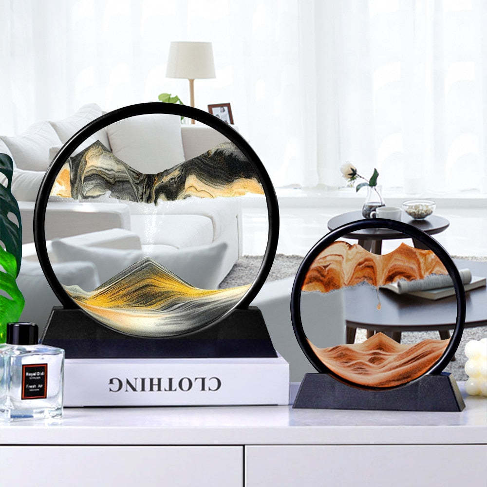 Lugnande 3D Sandkonst - Elegant Glasdekoration för Ditt Rum
