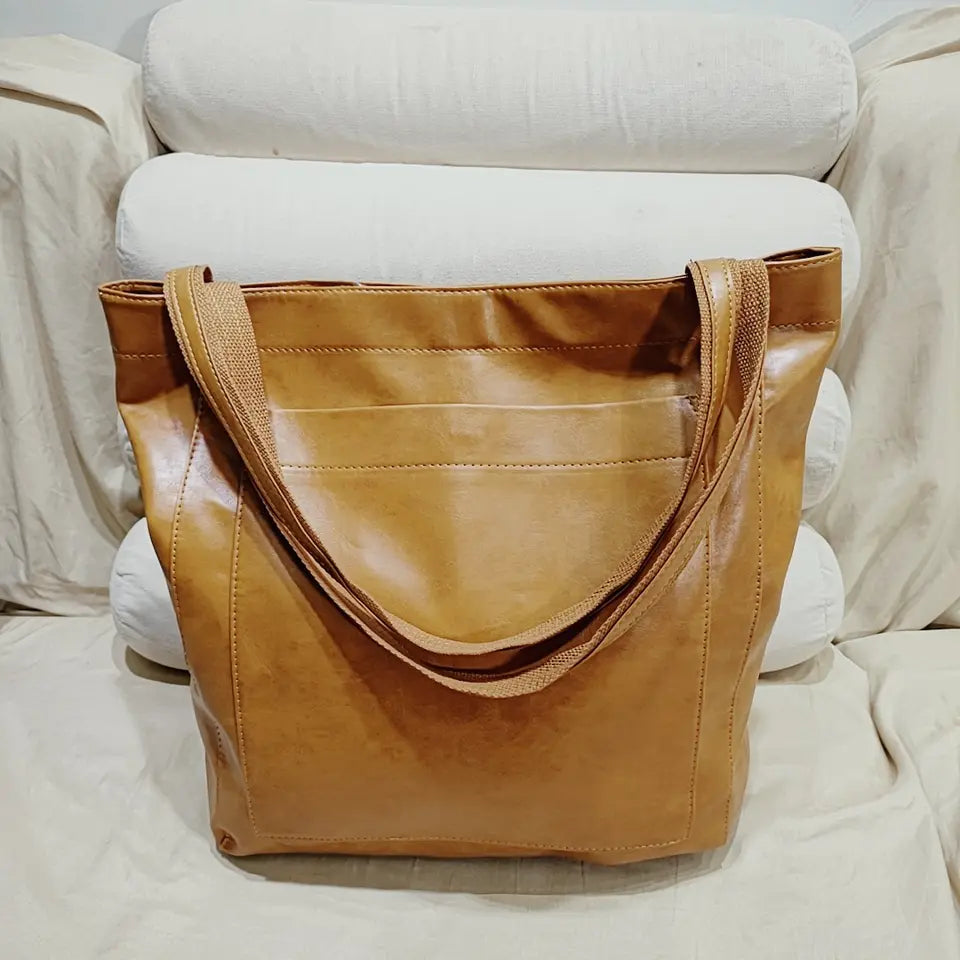 Elegant Retro Lædertaske med Stor Kapacitet