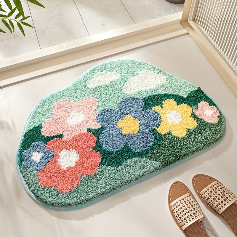 Elegant Bademåtte 45x70 cm – Rutsjesikker og Blomstermotiv