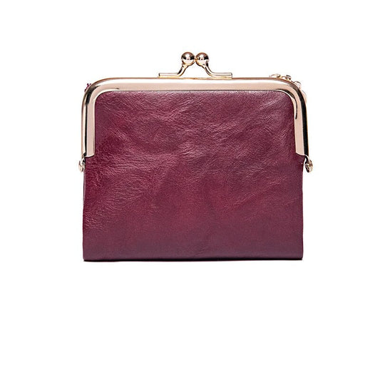 Elegant Vintage Plånbok för Kvinnor - Läder med Kisslås
