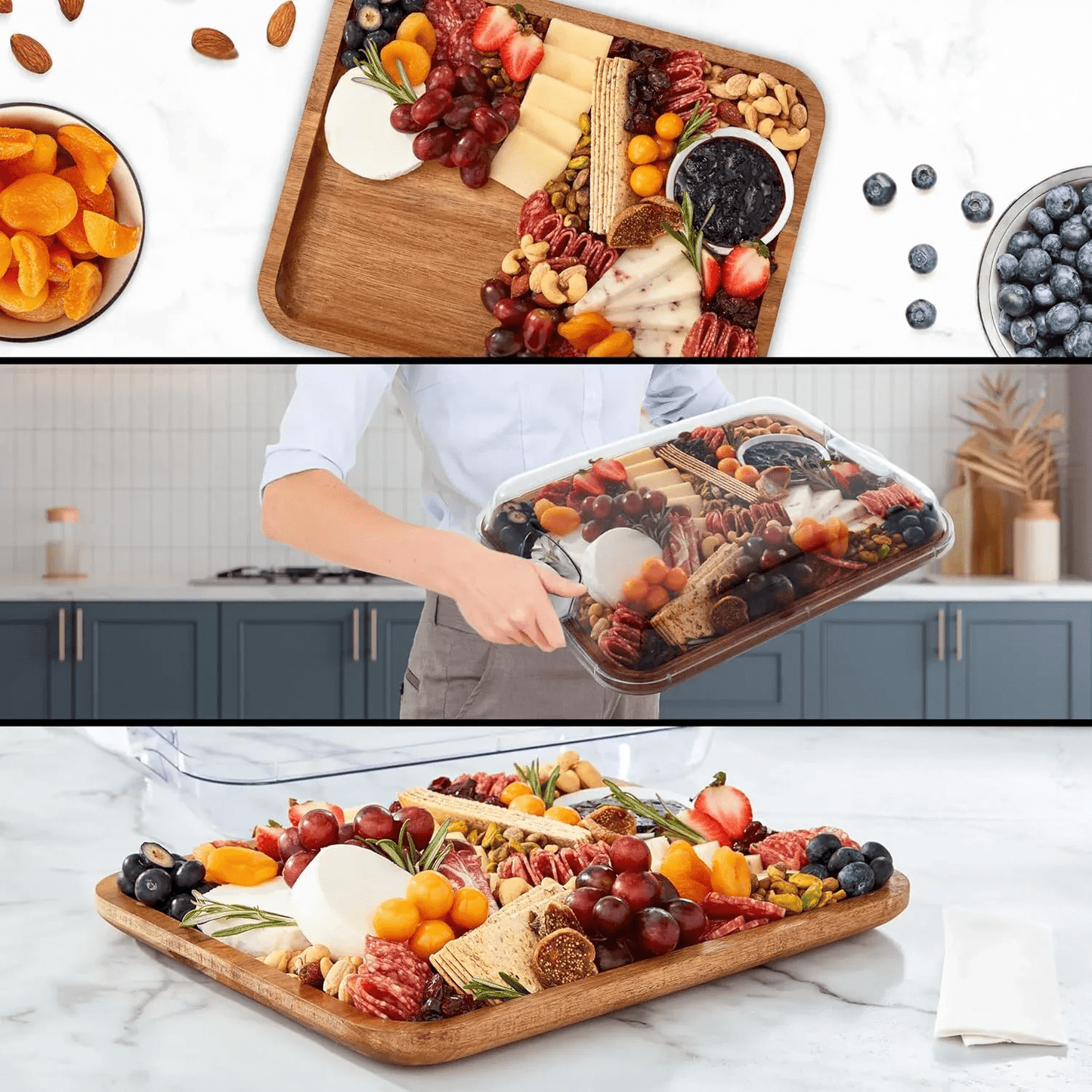Mångsidig Skärbräda för Snacks med Lockfunktion - Enkel Rengöring
