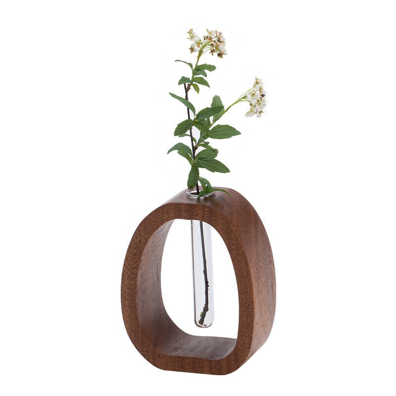 Elegant Glasvase i Træ til Hydroponiske Planter