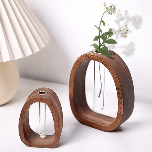 Elegant glasvas i trä för hydroponiska växter