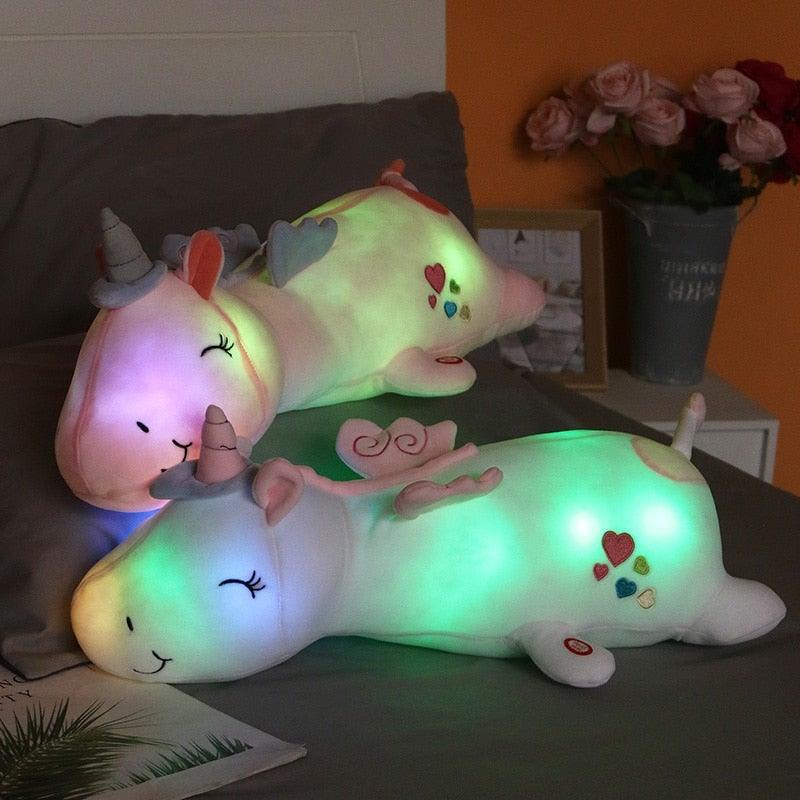 Luminerende Unicorne Bamse | Blød Legetøj med LED Regnbue | Perfekt Gave til Børn