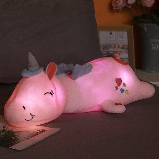 Luminerende Unicorne Bamse | Blød Legetøj med LED Regnbue | Perfekt Gave til Børn