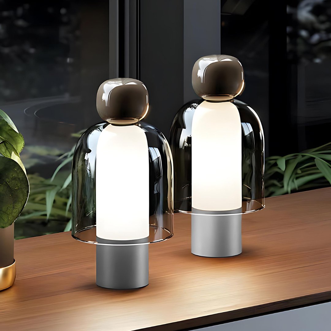 Trådløs Glaslampe med Dæmpbart Lys og Elegant Design