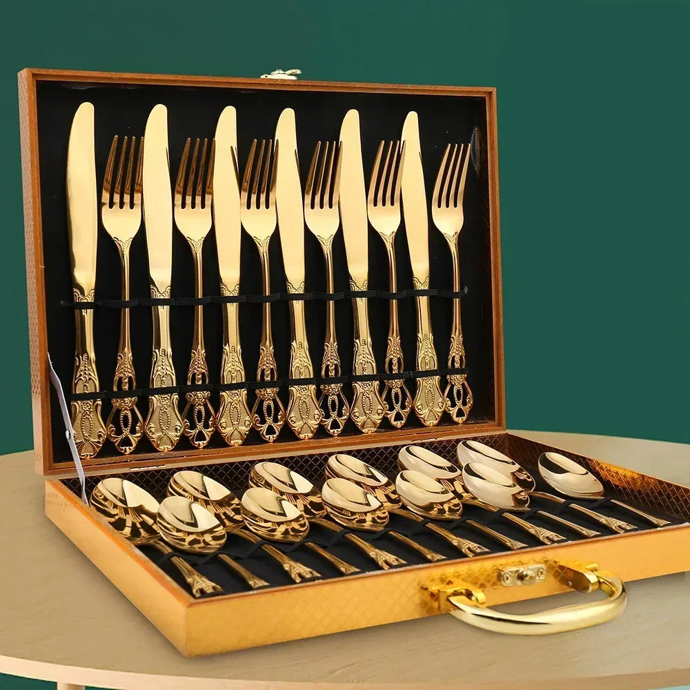Elegant Bestik Sæt til 24 Personer – LuxCutlery