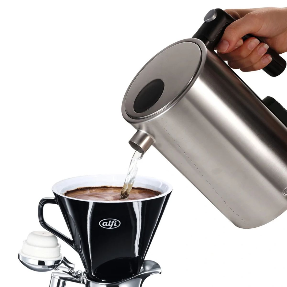 Vandkoger 1,2 liter med temperaturindstilling, kaffefilterfunktion og dobbeltvægget rustfrit stål