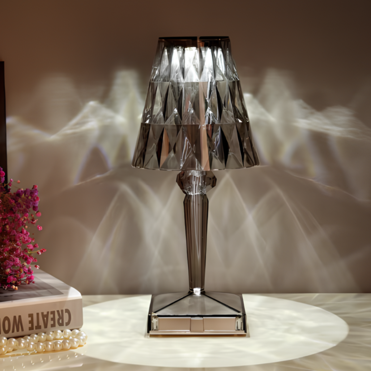 Kristalleffekt Bordslampa med Touch & Justerbart Ljus