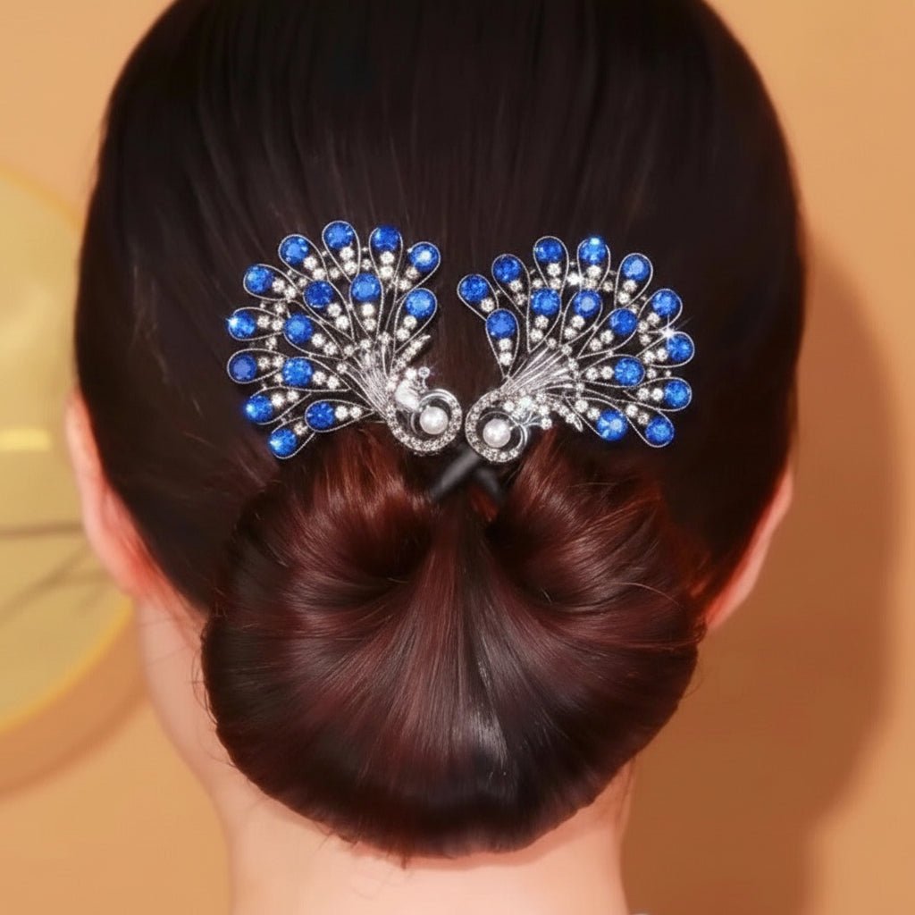 Vintage Påfugl Hårklemme med Krystaller - Sikker & Elegance