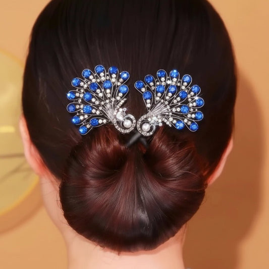 Vintage Påfugl Hårklemme med Krystaller - Sikker & Elegance
