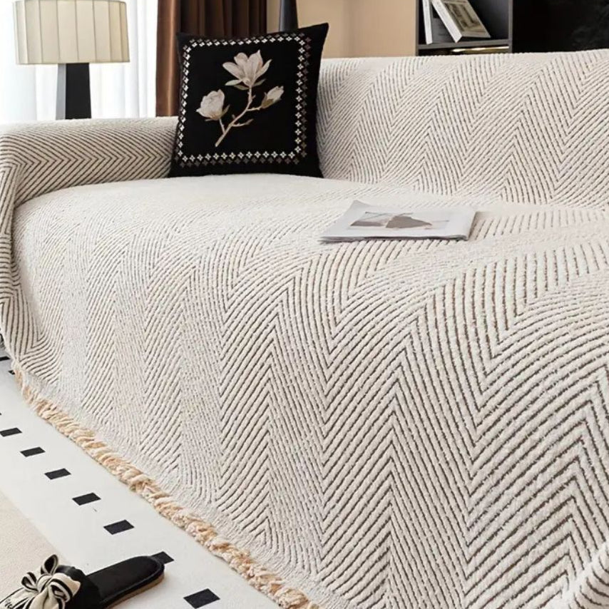 Elegant Sofaovertræk med Sildebensmønster - Stil & Beskyttelse