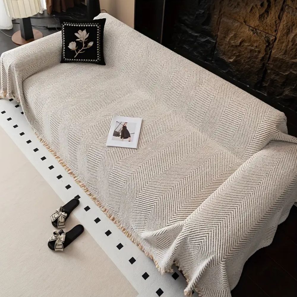 Elegant Sofaovertræk med Sildebensmønster - Stil & Beskyttelse