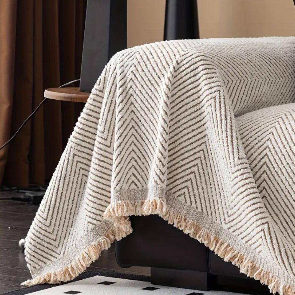 Elegant Sofaovertræk med Sildebensmønster - Stil & Beskyttelse