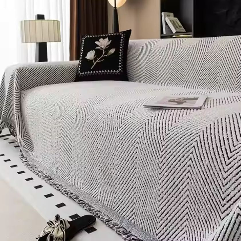Elegant Sofaovertræk med Sildebensmønster - Stil & Beskyttelse
