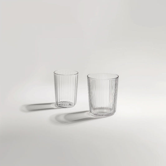Glasvas med randig design i minimalistisk stil