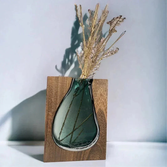 Minimalistisk Vase i Træ og Glas | Naturlig Elegance