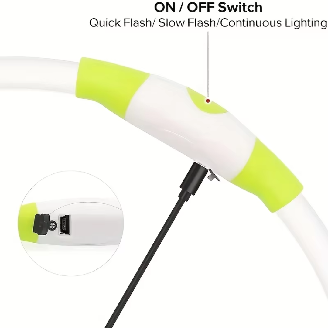 GlowSafe LED Hundhalsband – Uppladdningsbart USB Säkerhetsljus