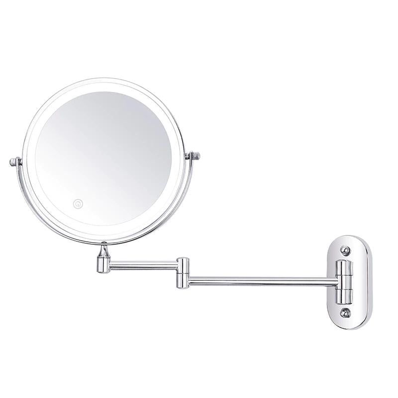 Elegant LED Väggspegel med Justerbar Belysning och Förstoring