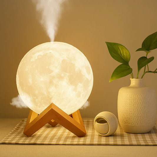Multifunktionel LED Luna Lampe med Aromadiffuser & Luftfugter