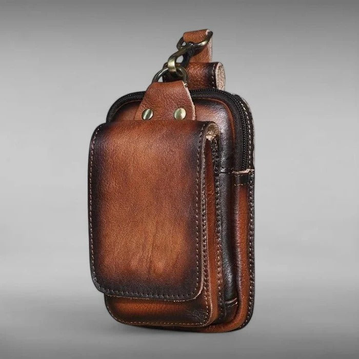 Vintage Bæltetaske med Sikker Lukning og Flere Rum