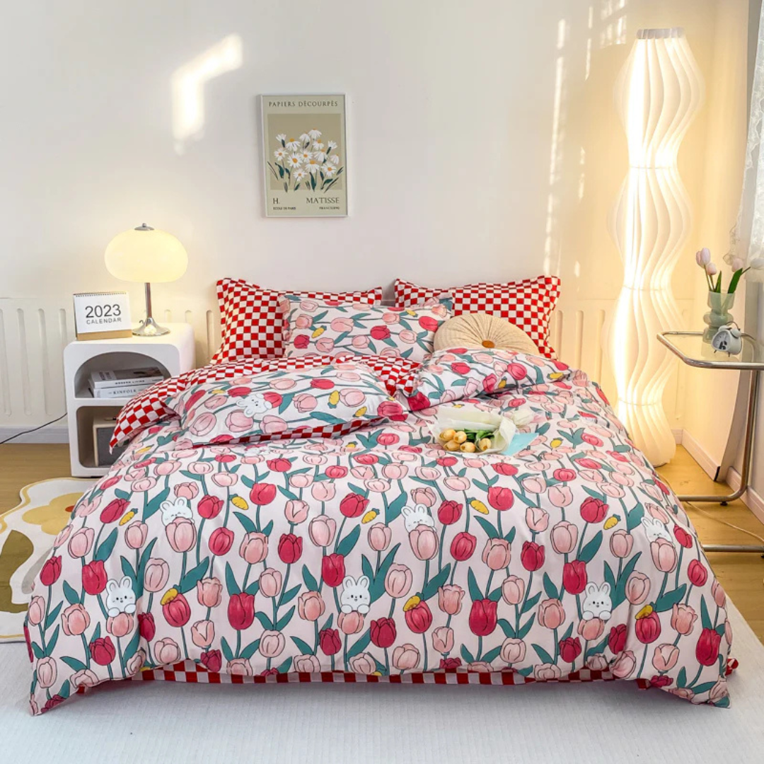 Färgglatt påslakan med modern abstrakt design