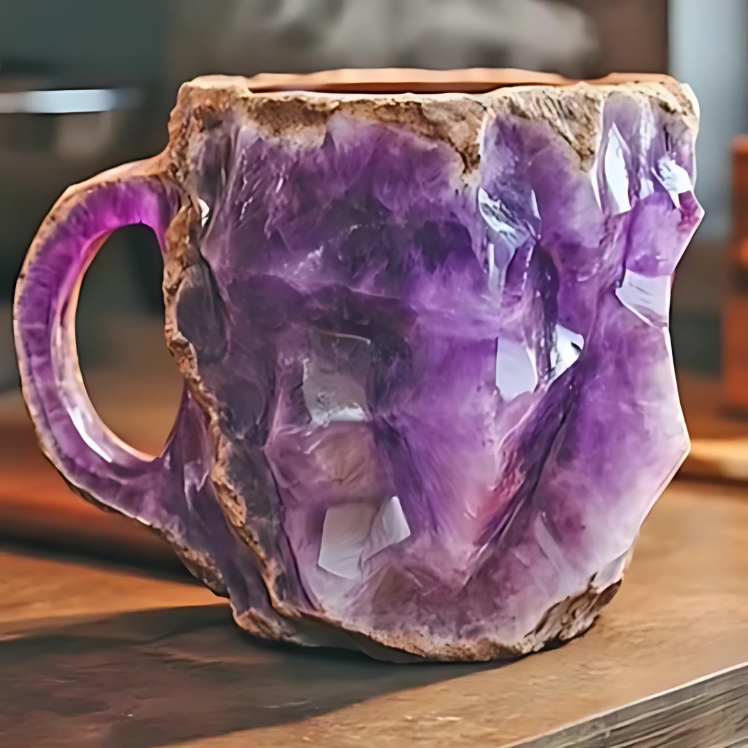 Kaffemugg i keramik med kristalleffekt och unik design