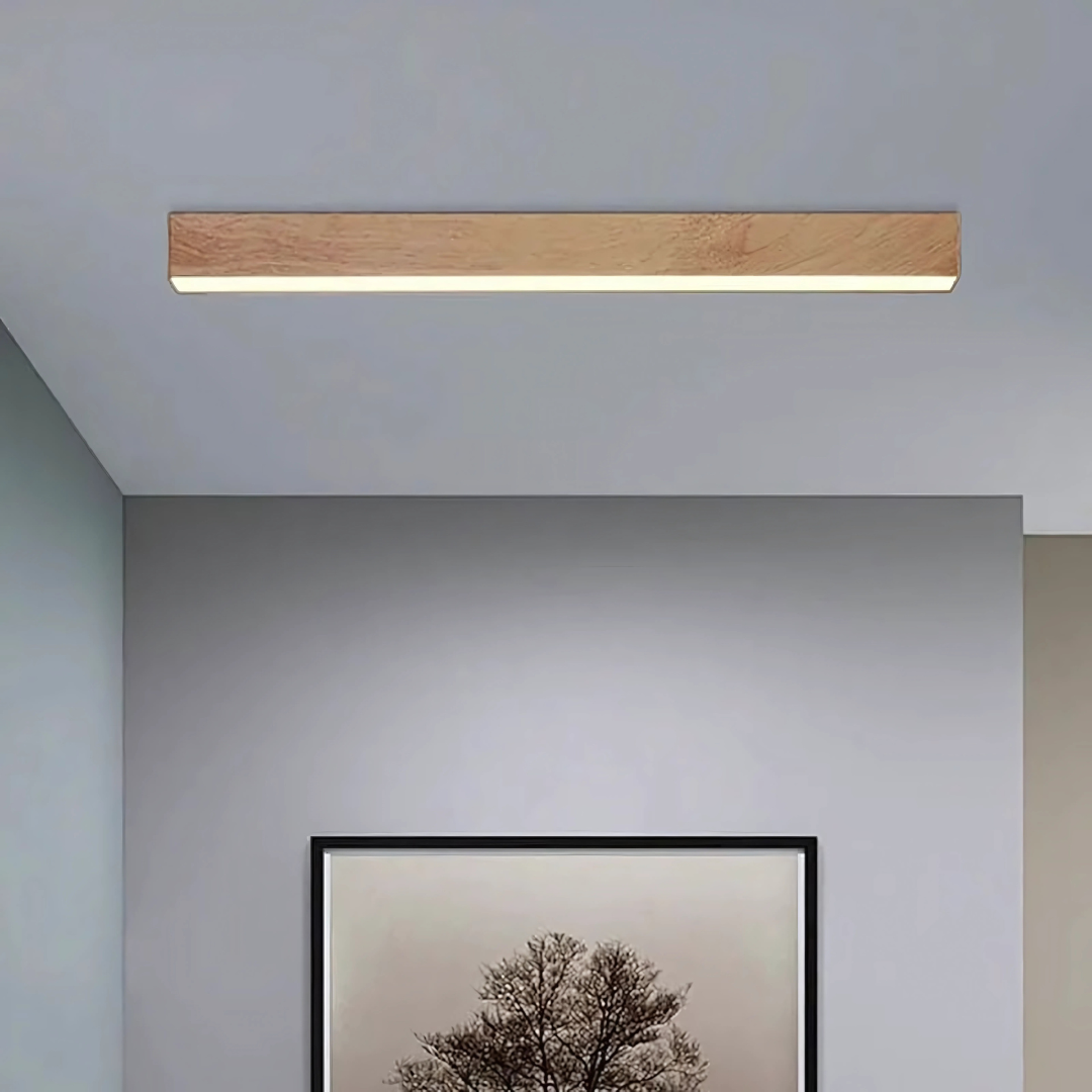 Moderne Loftlampe med Trælook og Energibesparende LED