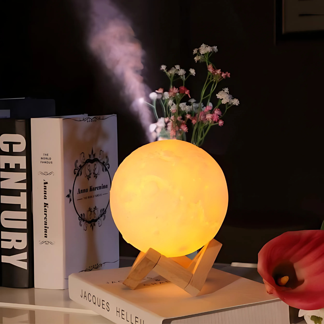 Multifunktionell LED Luna Lampa med Aromadiffuser & Luftfuktare