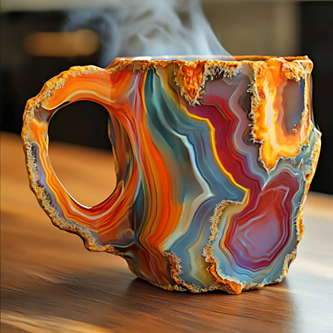 Kaffemugg i keramik med kristalleffekt och unik design