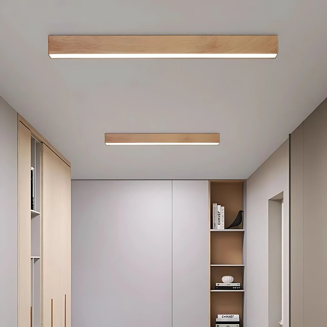 Moderne Loftlampe med Trælook og Energibesparende LED