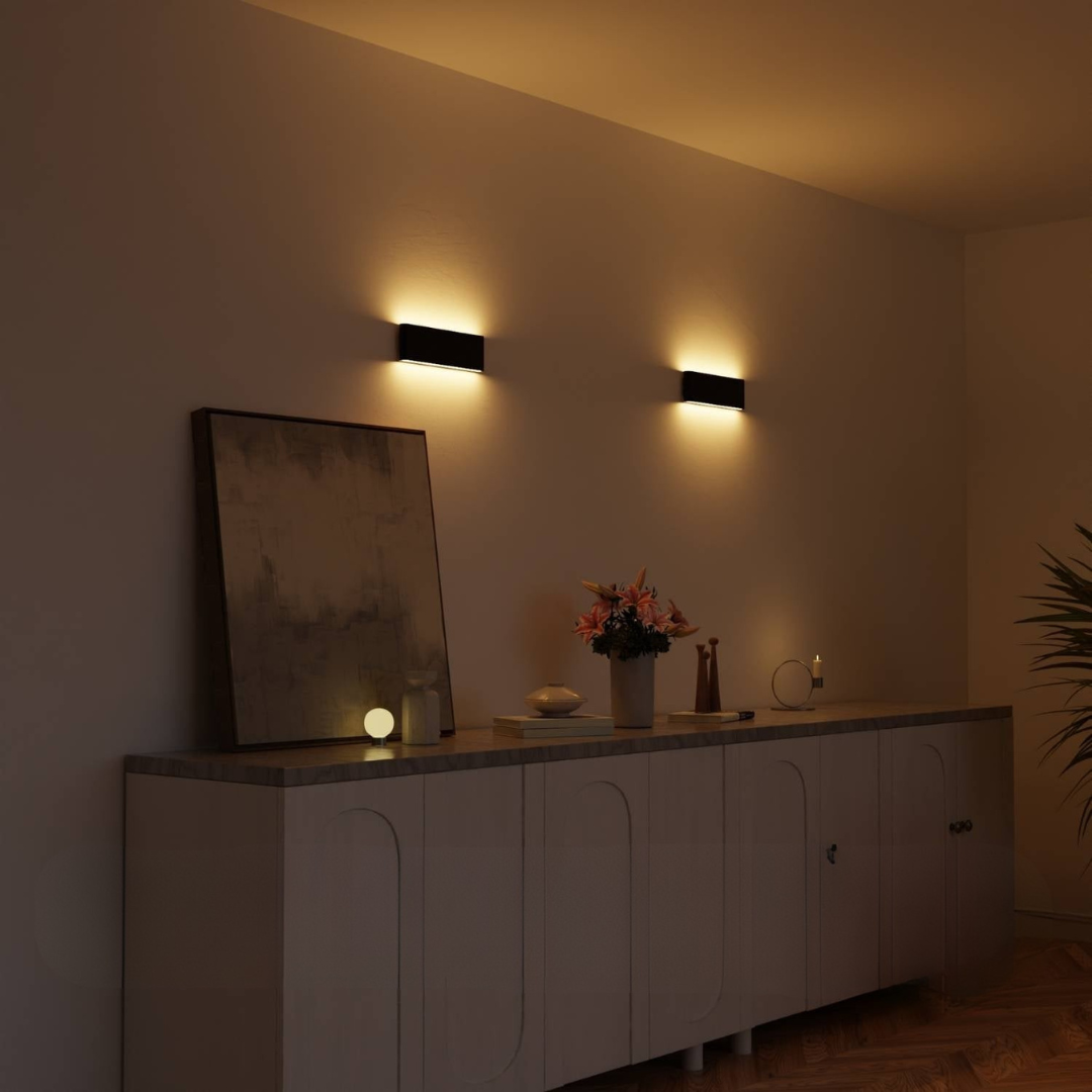 Elegant LED-vägglampa med mjukt ljus för minimalistisk inredning