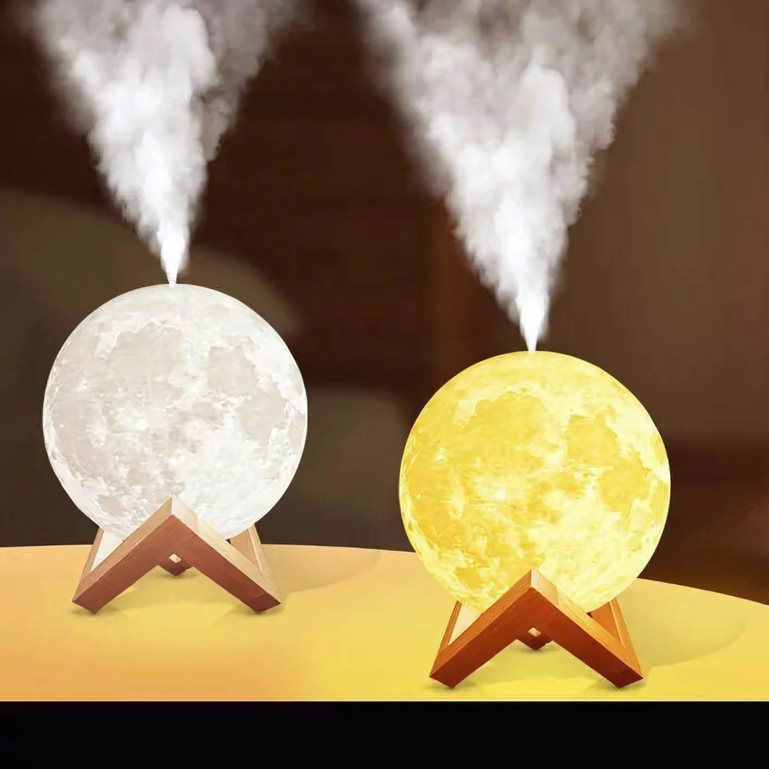 Multifunktionell LED Luna Lampa med Aromadiffuser & Luftfuktare