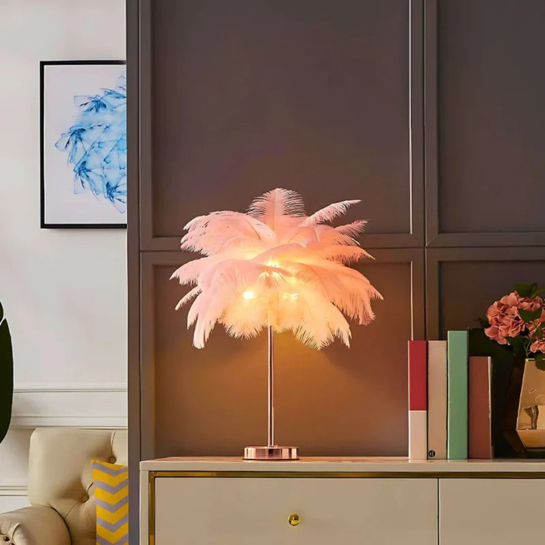 Fjerlampe med Justerbar Belysning - Skab Hygge i Hjemmet