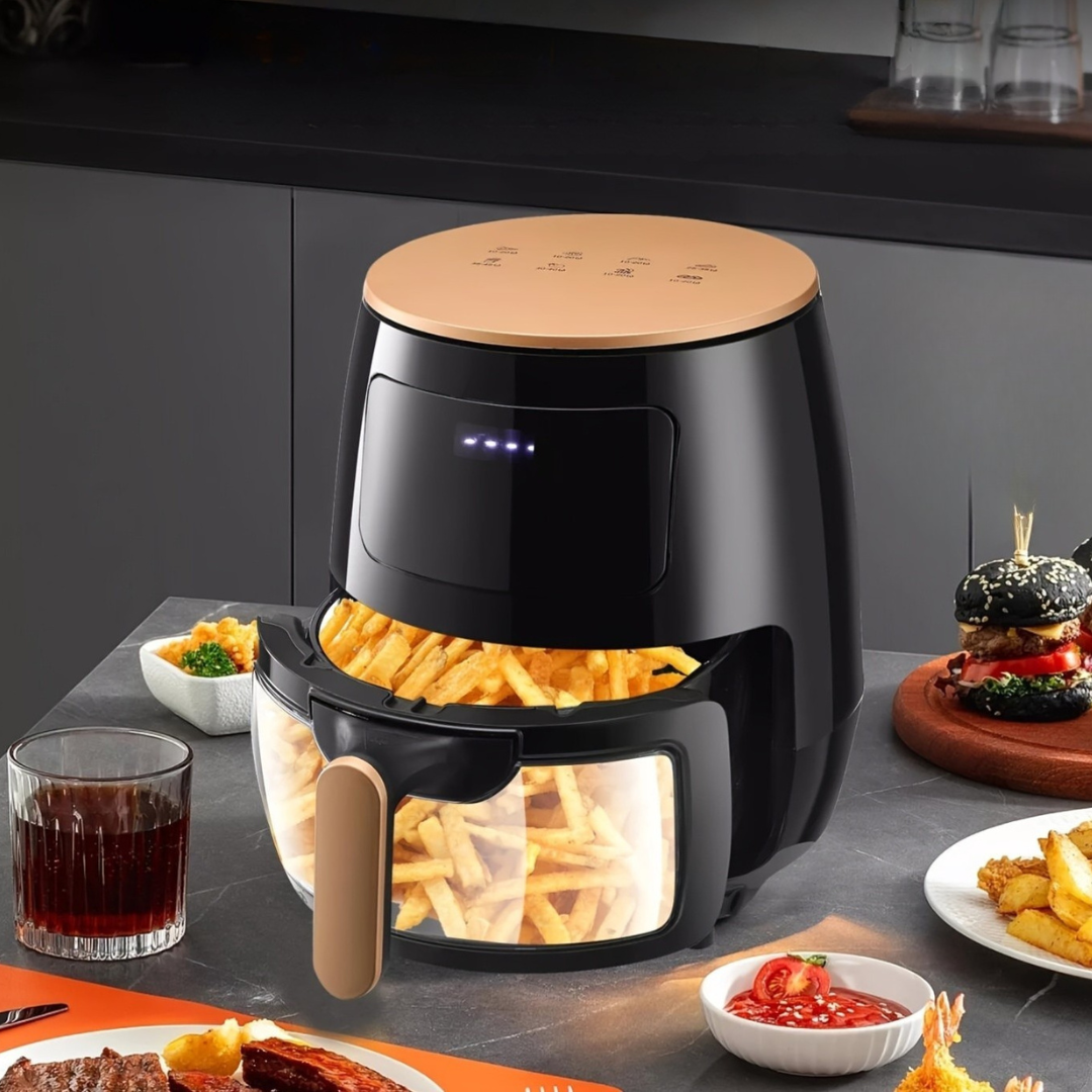 Stor Digital Airfryer i Rustfrit Stål - Sund Madlavning