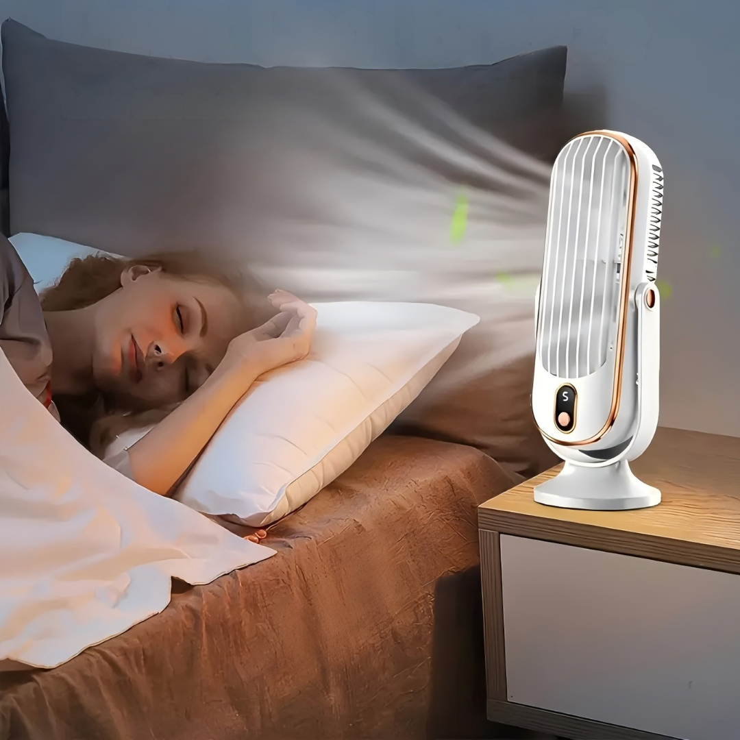 Bærbar USB Ventilator med 360° Drejefunktion og Fem Hastigheder