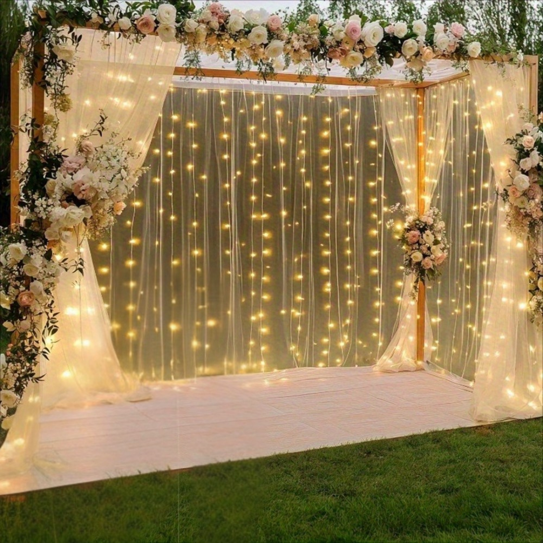Eventyrlys Gardin med Varmt Hvidt LED og Fjernbetjening