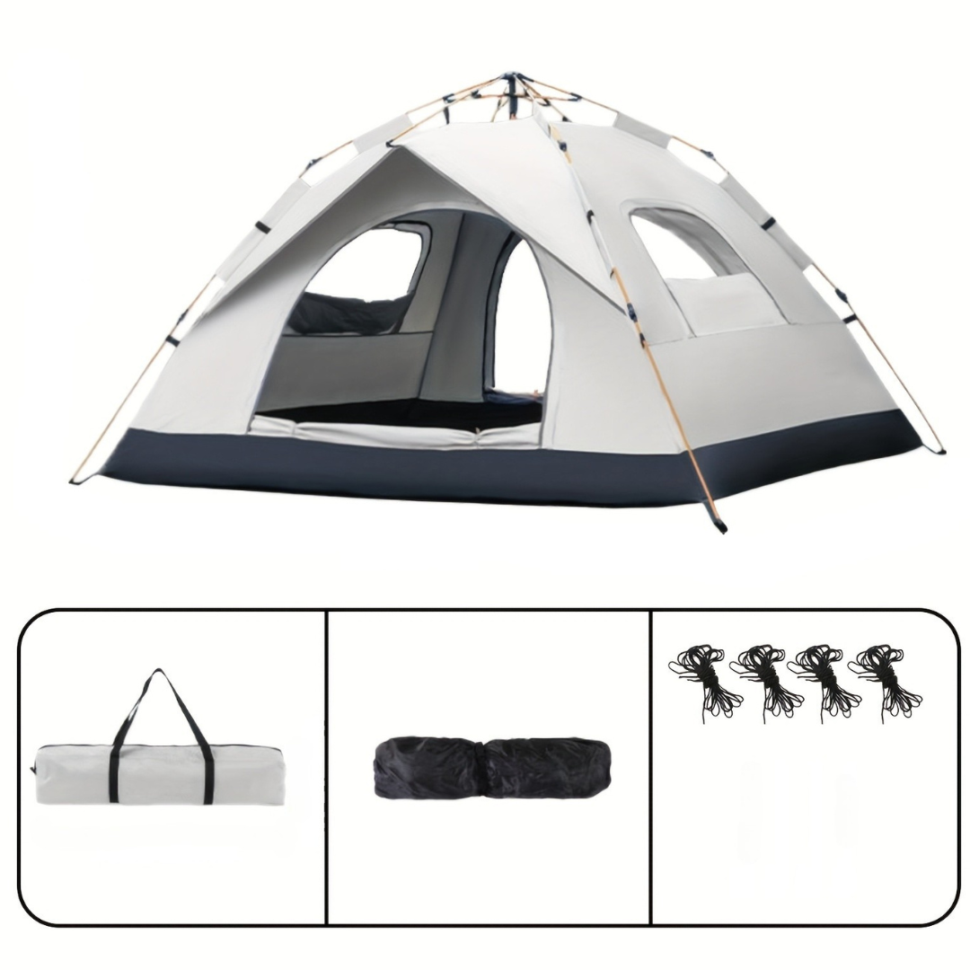 Funktionellt campingtält med ventilation och solskydd