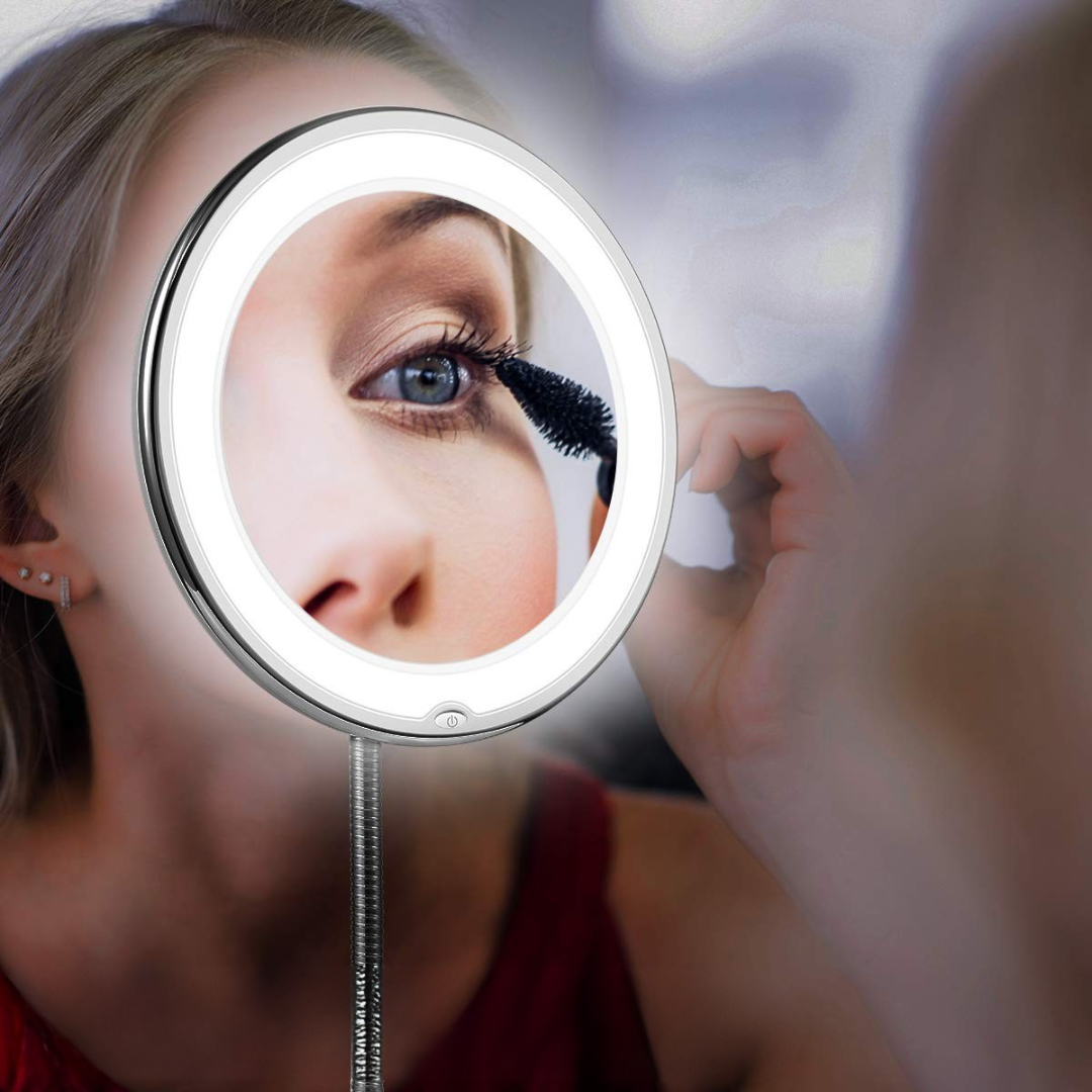 Fleksibelt LED Makeupspejl med 10x Forstørrelse